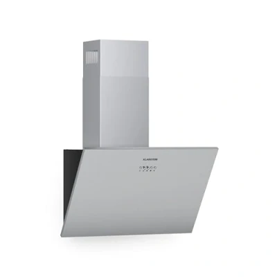 Image de KLARSTEIN Silver Lining hotte aspirante murale, classe A, mode recyclage ou évacuation de l&#039;air, 600 m3/h, 3 vitesses, tactile, écran LED, inclinée, 60cm inox
