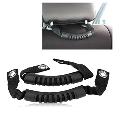 Image de Qiilu 2Pcs De Voiture Siège Arrière Dos Appui Tête Grab Poignée Set avec Trou(noir)