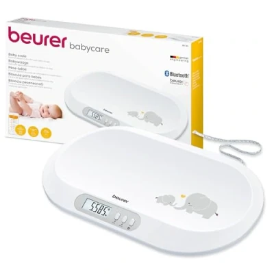 Image de Beurer BY 90 Pèse bébé connecté avec ruban mesureur intégré, application gratuite (iOS + Android), capacité de charge 20 kg et fonction maintien pour bébés gigoteurs