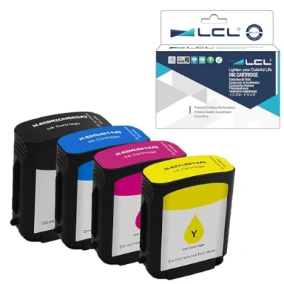 Image de LCL Cartouche d&#039;encre Compatible 82 CH565A C4911A C4912A C4913A （1Noir 1Cyan 1Magenta 1Jaune） Remplacement pour HP DesignJet Printers 510