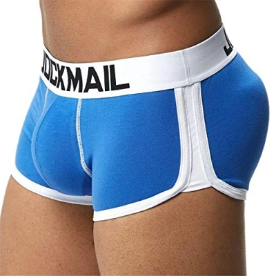 Image de Jockmail Boxer court en coton avec rembourrage au niveau des fesses pour homme Bleu X Large
