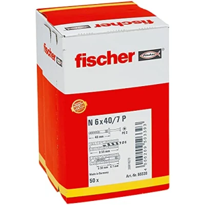 Image de fischer Cheville à frapper N 6 x 40/7 P collerette fraisée et clou en acier électrozingué/Boîte de 50