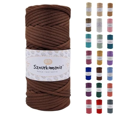Image de Cordon en polyester 5 mm 100 m, plusieurs couleurs, plat polyester, au crochet, mm, fil pour macramé, brillant Sznurkomania (marron)