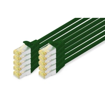 Image de DIGITUS Câble LAN Cat 6A 0,5m 10 pièces RJ45 réseau S/FTP Blindé Compatible 6 &amp; 7 Vert