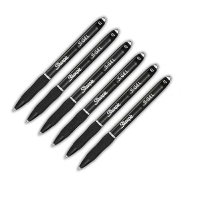 Image de Sharpie S gel Stylos Pointe moyenne (0,7 mm) Encre noire 6 comptes