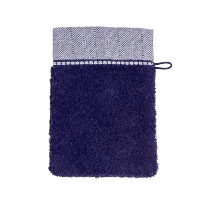 Image de Möve Brooklyn Gant de Toilette uni avec Bordure à Chevrons 85% Coton, 10% Viscose, 5% Lin, 15 x 20 cm