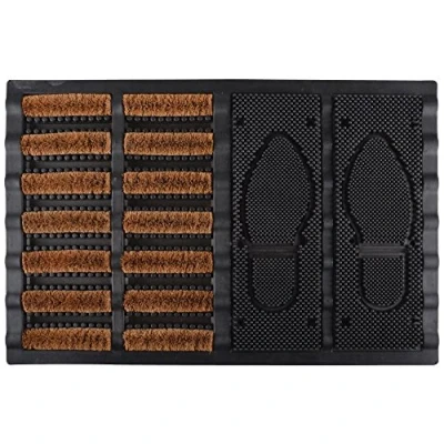 Image de Esschert Design Tapis de Porte Brosse à Chaussures en Fibre Coco Noir/Marron 60 x 40 3,6 cm