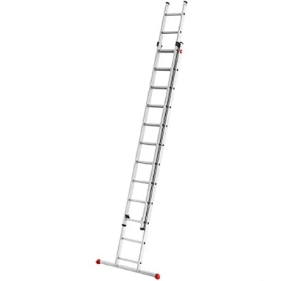 Image de Hailo S80 ProfiStep Duo Échelle coulissante en Aluminium 2 x 18 échelons Charge maximale : 150 kg Système de Verrouillage avec sécurité Levage Réglable Hauteur par