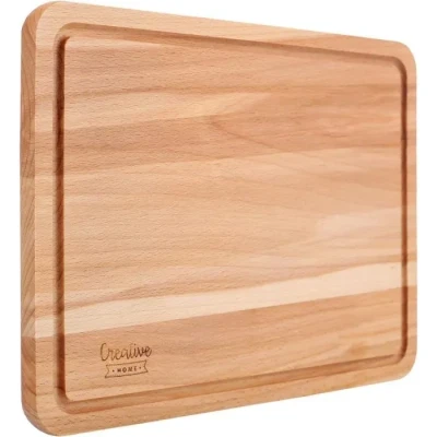 Image de Creative Home Planche a Decouper Bois 30,5 x 22,5 cm à Découper pour la Cuisine avec Rainure Le Jus de Hêtre Naturel Double Face