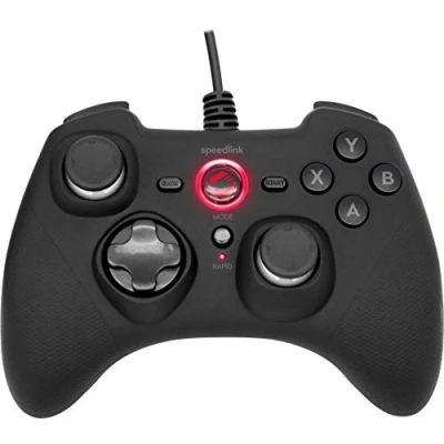 Image de Speedlink RAIT Manette de Jeu Filaire PC Gamer, Gamepad avec fonction vibration, pour PC/PS3/Switch, noir