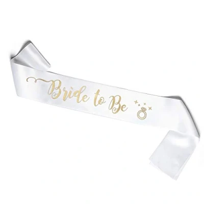 Image de Echarpe &quot;Bride to Be&quot; pour la Future Mariée (Blanche et Or)
