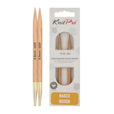 Image de KnitPro Basix Aiguilles à Tricoter circulaires interchangeables spécial, Bouleau, Multicolore, 8,5 cm x 5,50 mm