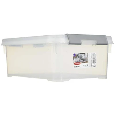 Image de CURVER Boîte de Rangement Handy Plus 4L Multifonction Pour Chambre, Bureau, Garage, Cabanon, Buanderie Fermeture Rapide à poignées 29,4 x 19,4 11 cm Transparent