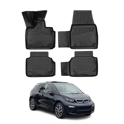 Image de OMAC 3D Tapis de Sol Compatible avec BMW i3 2013 2023 en Caoutchouc Noir