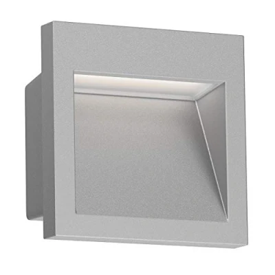 Image de ledscom.de applique murale encastrée LED NOLA, Downlight pour l&#039;extérieur, IP54, gris mat, 90 x 90mm, blanc chaud, balcon, entrée, carport, lampe d&#039;escalier,