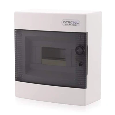 Image de Boîte à fusibles en saillie IP40 Boîtier de distribution 1 rangée jusqu&#039;à 8 modules Porte transparente pour l&#039;installation dans une pièce sèche la maison