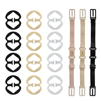 Image de Naler 15 PCS Antidérapant 3*Bra Straps Elastic Réglable 12*Bra Clips Support de Sangle Soutien gorge