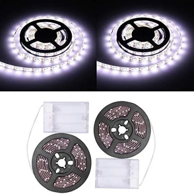 Image de Ruban LED a Pile,Bande LED,5050 IP65 Étanche Bande 2x1m/30 Kit Lumineuse Flexible Peut Découpé Clignotant au Néon Decor Rubans pour Meuble,Escalier,Chambre,Cuisine Blanc Froid