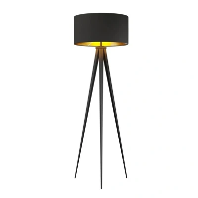Image de Lindby Lampadaire Trepied Benik (Moderne) en Noir Textile e. a. pour Salon &amp; Salle à manger (1 lampe,à E27), Sur Pied, Lampe a de Sol