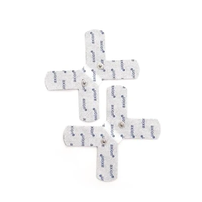 Image de 2 électrodes articulation (coude, genou, cheville, poignet) axion compatibles avec appareils Sanitas et Beurer Forme spéciale en X Electrostimulateur TENS EMS à connexion bouton pression de 3,5 mm