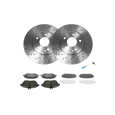 Image de VAICO V30 3685 Disques et plaquettes de freins Essieu avant percé/revêtement int. contact signal d&#039;usure inclus MERCEDES BENZ: Classe B, A