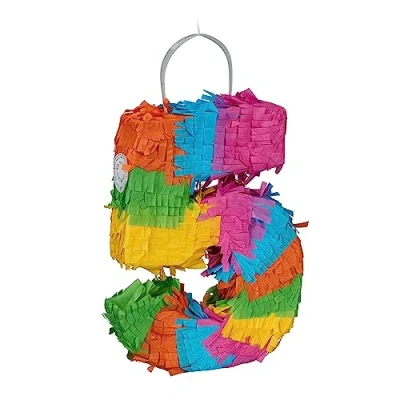 Image de Relaxdays Pinata Chiffre 5, Arc en Ciel, Anniversaire, HxLxP : 20,5 x 15 4,5 cm, pour Enfants, à remplir, Multicolore