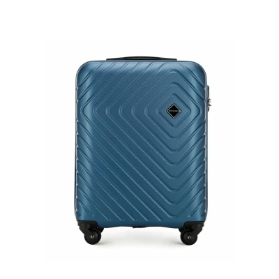 Image de WITTCHEN Cube Line Bagage à Main Valise Cabine en ABS Simple Gaufrage Géométrique 4 roulettes d&#039;une Poignée Extractible Serrure Combinaison Taille S Bleu foncé