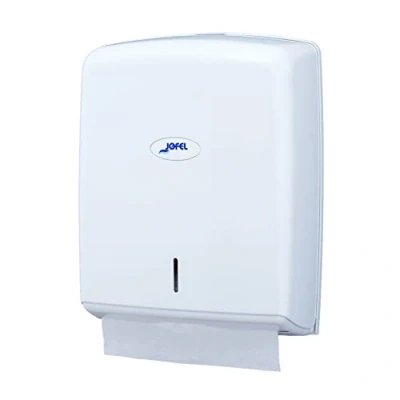 Image de Jofel distributeur d&#039;essuie mains, essuie mains visage, mural, jusqu&#039;à 600 zigzag, hygiénique, boîtier ABS de haute qualité, Value AH37000, blanc