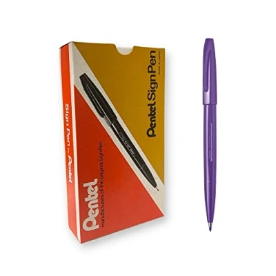 Image de Pentel Lot de 12 S520 Sign Pen Feutres à pointe fibre Encre violette