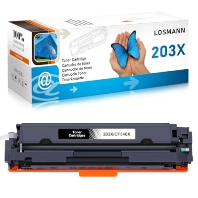 Image de LOSMANN 203X Toner Compatible pour HP CF540X 203A CF540A Color Laserjet Pro MFP M281fdw M280nw M281cdw M281fdn, M254dw M254dn M254nw (Noir)
