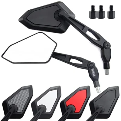 Image de Area1 Rétroviseurs Scooter Universel noir Retroviseur Latéral Homologué E, Certification CE (2xM8 Filetage à droite + 1xM8 gauche) compatible avec Sym Niu