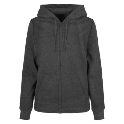 Image de Build Your Brand Femme À Zippé Basique pour Sweatshirt capuche, Charbon, M EU