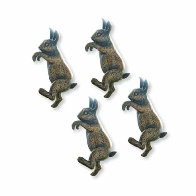 Image de Loberon Lot de 4 Lapins Lorie Polyrésine H/L/P env. 12/5/8 cm Marron Vieilli