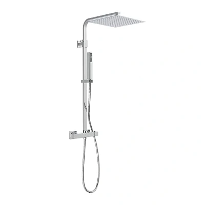 Image de Schütte 60049 SUMBA Système Effet Pluie avec Thermostat et Support Mural, 30 x cm, pommeau Acier Inoxydable, kit Robinet, Barre douchette Douche, chromé