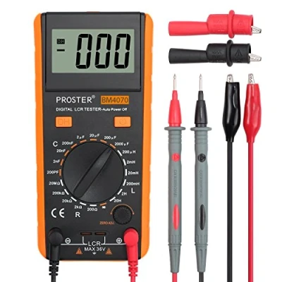 Image de Proster Capacimètre pour Condensateur avec Grand Écran Réversible Mètre de Capacité Numérique Testeur LCD Capacitance Inductance Résistance Affichage Max 1999