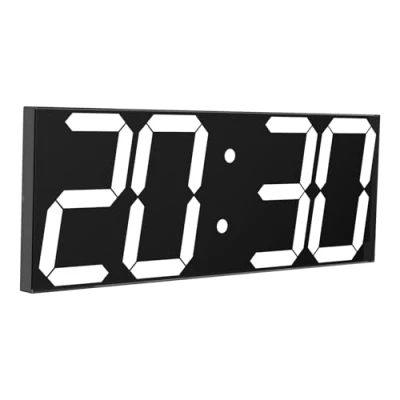 Image de CHKOSDA Grande Horloge Murale numérique LED de 18 Pouces, Compte à rebours avec 8 Niveaux luminosité réglables, 16 alarmes, Affichage 12/24 Heures, température et Calendrier （Blanche）