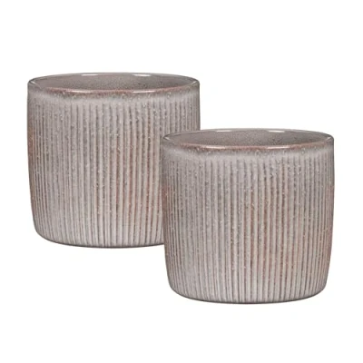 Image de Scheurich Solido Linea Lot de 2 pots fleurs en céramique, couleur : océan, diamètre 15 cm, hauteur 13,7 volume 1,9 l.