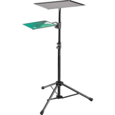 Image de K&amp;M 12150 support pour ordinateur portable Noir, acier avec tapis de souris tripode, pliable la scène, le bureau, discours