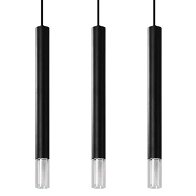 Image de Plafonnier suspendu SOLLUX Wezyr Noir 3x G9 Acier et verre IP20
