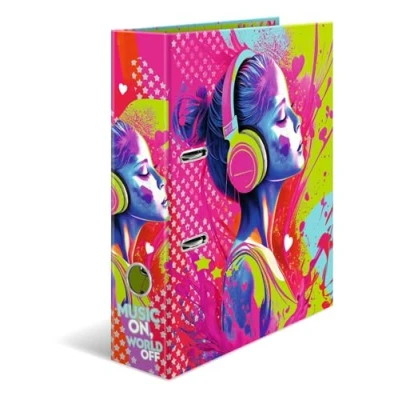 Image de HERMA 20102 classeur A4 Music Girl, 7 cm de large, en carton avec impression intérieure, pour l&#039;école et le bureau, à anneaux robuste enfants garçons filles