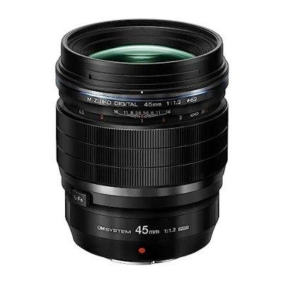 Image de Om SYSTEM M.Zuiko Objectif Digital Ed 45mm F1.2 Pro, focale Fixe Lumineuse, Compatible Tout Appareil Micro 4/3 (modèles SYSTEM/Olympus D &amp; Pen, Panasonic série G), Noir