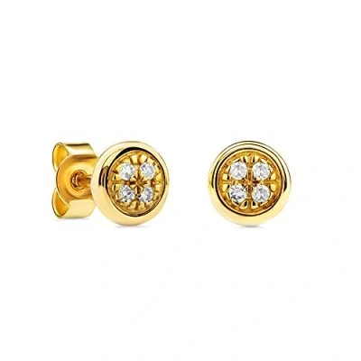 Image de Miore Bijoux pour Femmes Boucles d&#039;Oreilles avec 8 Diamants 0.03 Ct Clous en Or Jaune 9 Carats / 375