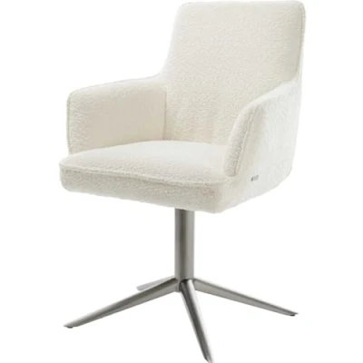 Image de chaise pivotante Heira Flex avec accoudoirs bouclé blanc pied de 4 branches grafiete pivotement sur 360 fonction bascule ressorts ensachés