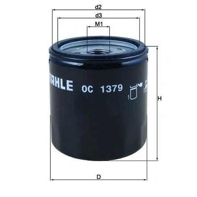 Image de MAHLE ORIGINAL OC 1379 Filtre à huile avec un clapet de non retour vissé