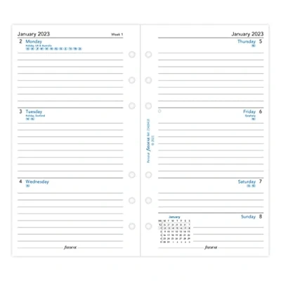 Image de Letts of London Filofax Agenda personnel 2023 avec semaine sur deux pages lignées, blanc
