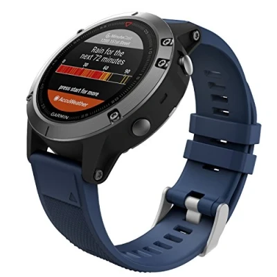 Image de MoKo 22mm Bracelet Compatible avec Garmin Fenix 5/5 Plus/Fenix 6/6 Pro/Forerunner 935/945/Approach S60/S62/Quatix 5/Garmin Instinct, Quick Fit Bande de Remplacement en Silicone Bleu Nuit