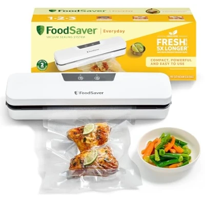 Image de FoodSaver Everyday Machine sous vide Alimentaire Conserve la fraîcheur de vos aliments Appareil mise Avec design compact 5 sacs d&#039;emballage (0,94L &amp; 3,78L) VS0290X
