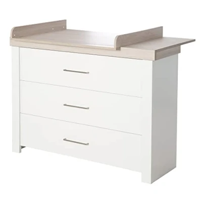 Image de Commode à Langer ROBA Lucy 3 Tiroirs Fermeture Amortie Blanc Orme Lunaire