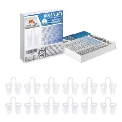 Image de Aérateur dilatateur de sinus nasal (Lot 12 Grand) Aérateurs en silicone dur Une solution simple pour les ronfleurs du nez Dispositif réduction des ronflements réutilisable di à Mobi Lock