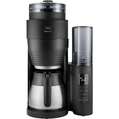 Image de Melitta, Cafetière Filtre AromaFresh Therm Pro X 1 L Noir, avec Nouveau Moulin en Céramique Intégré, Double Fonction Minuteur, Porte filtres 1x4 pour 8 tasses, 1030 12, 1080 W
